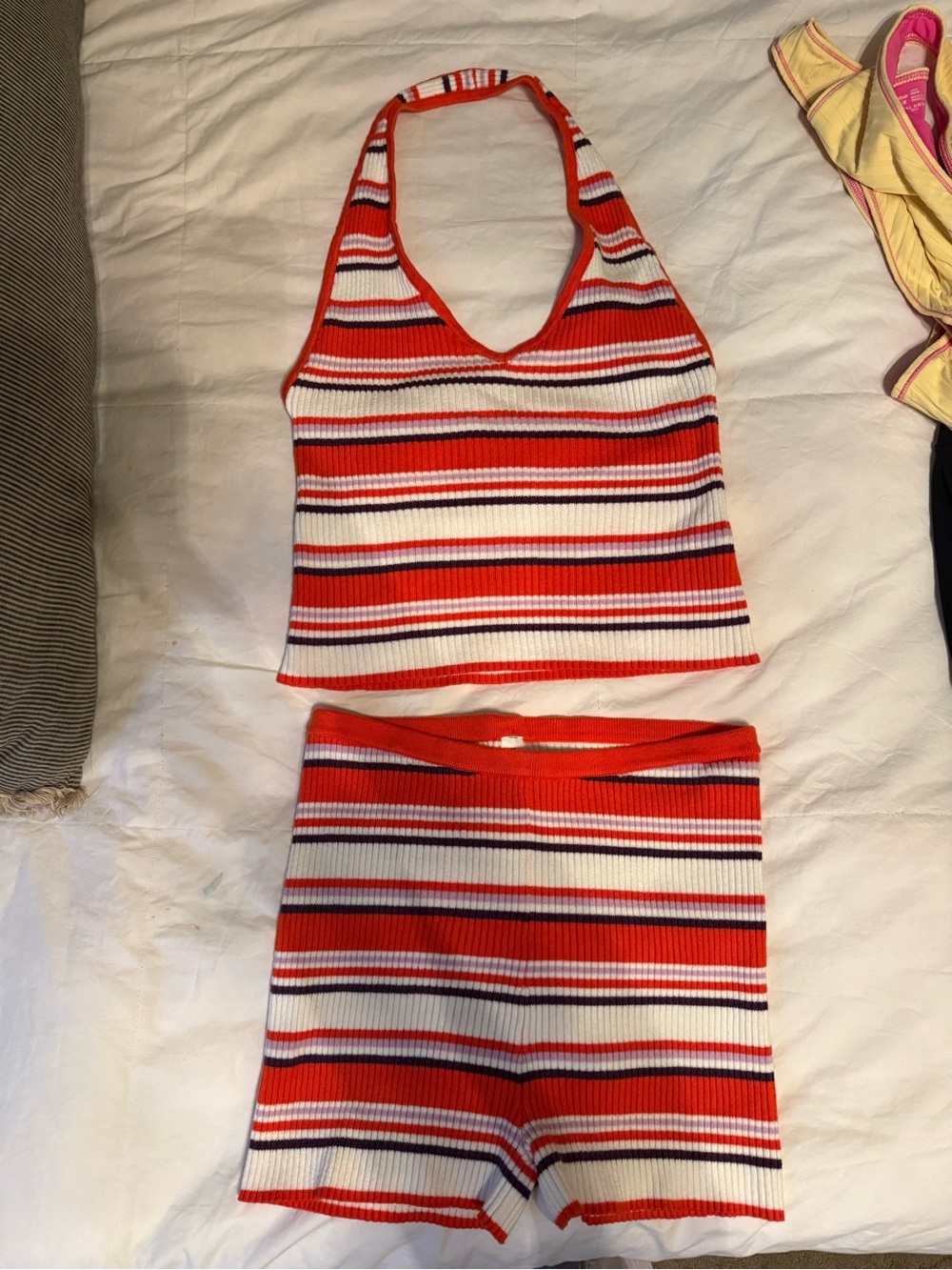 Striped Knit Halter Matching Set